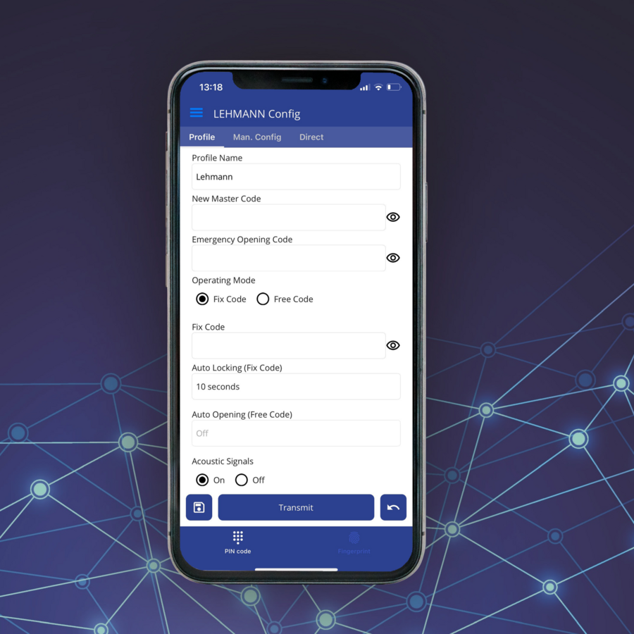 LEHMANN Config App zur Schlosseinrichtung